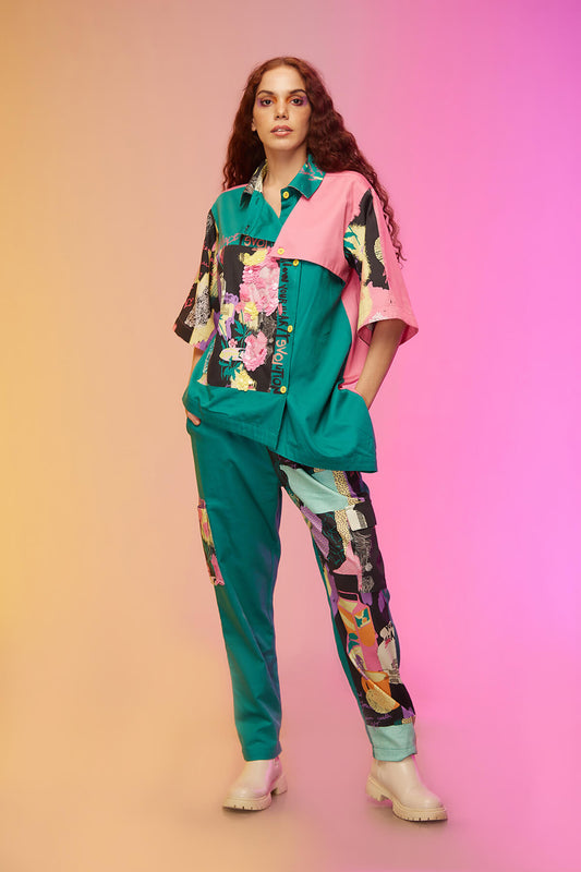 "Cityscape co-ords , trouser co ord set Green dress"