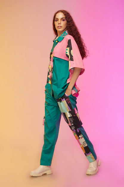 "Cityscape co-ords , trouser co ord set Green dress"