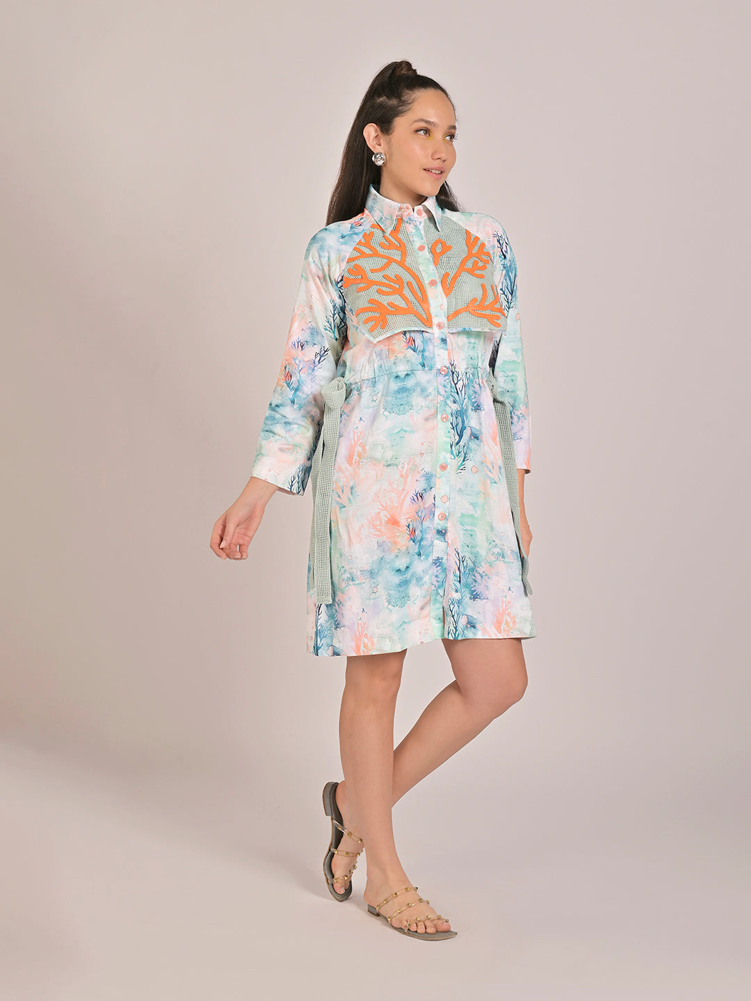 Tidal Flow Shirt Dress With Flap