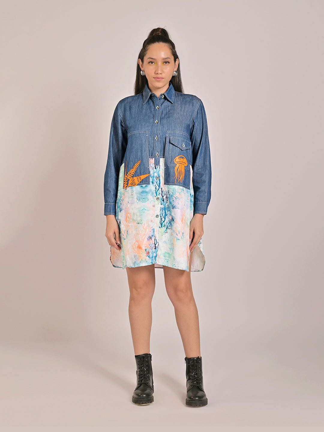 Sea Mirage Boxy Shirt Dress