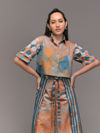 Spotline Cropped Shirt With Wrap Pants