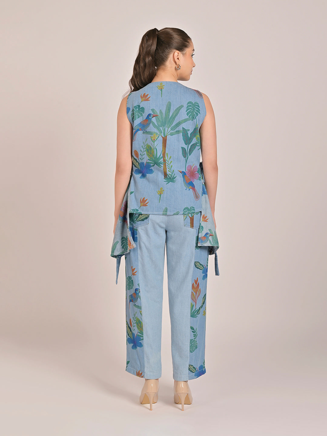 Jungle Oasis Asymmetric Top With Straight Pants