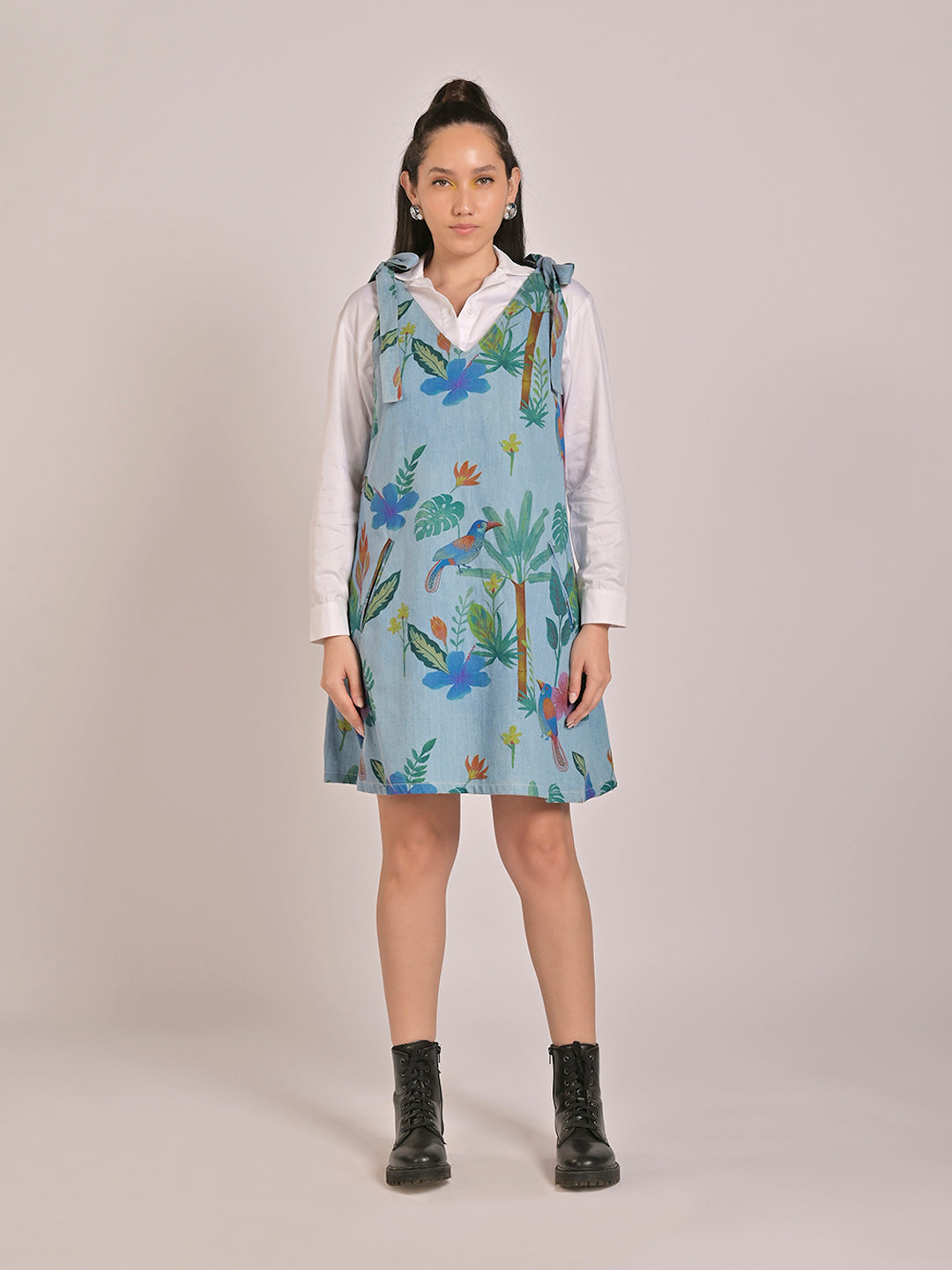 Rainforest Pinafore Dress With Inner Shirt