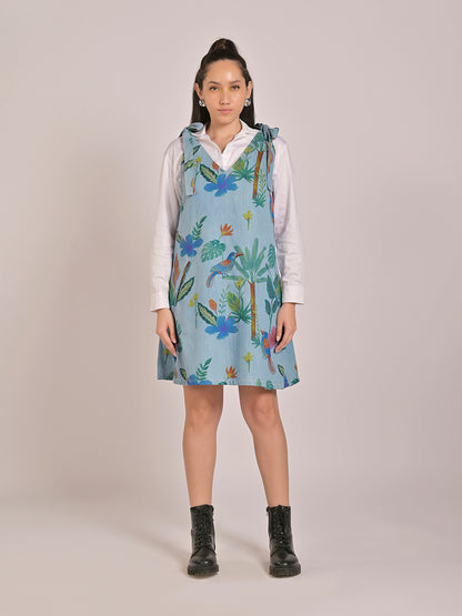 Rainforest Pinafore Dress With Inner Shirt