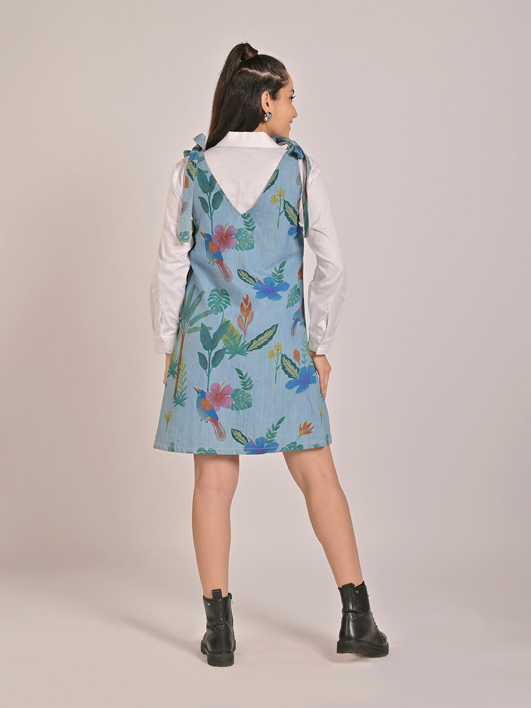 Rainforest Pinafore Dress With Inner Shirt