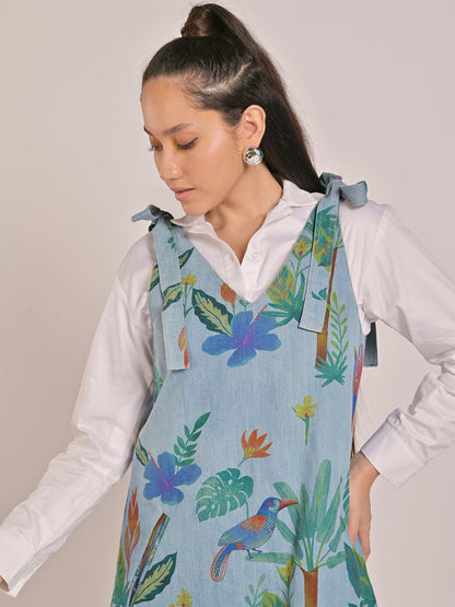 Rainforest Pinafore Dress With Inner Shirt