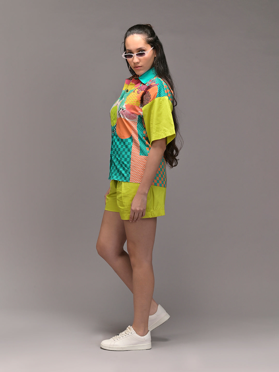 Neon Bloom Half-Sleeved Shirt