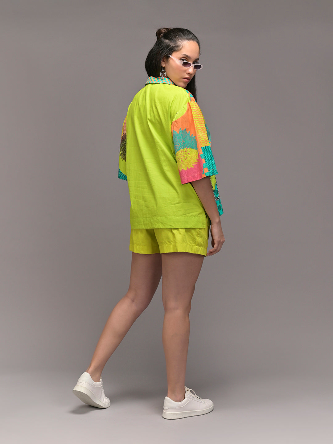 Neon Bloom Half-Sleeved Shirt