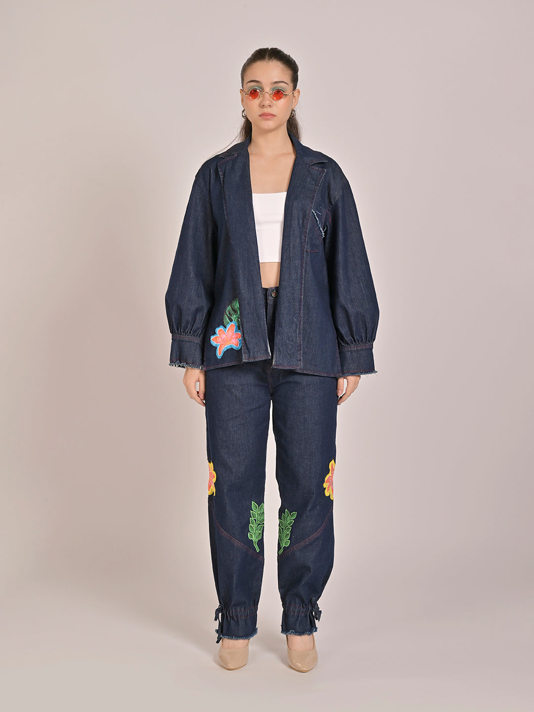 Myst Denim Open Jacket With Cuffed Pants